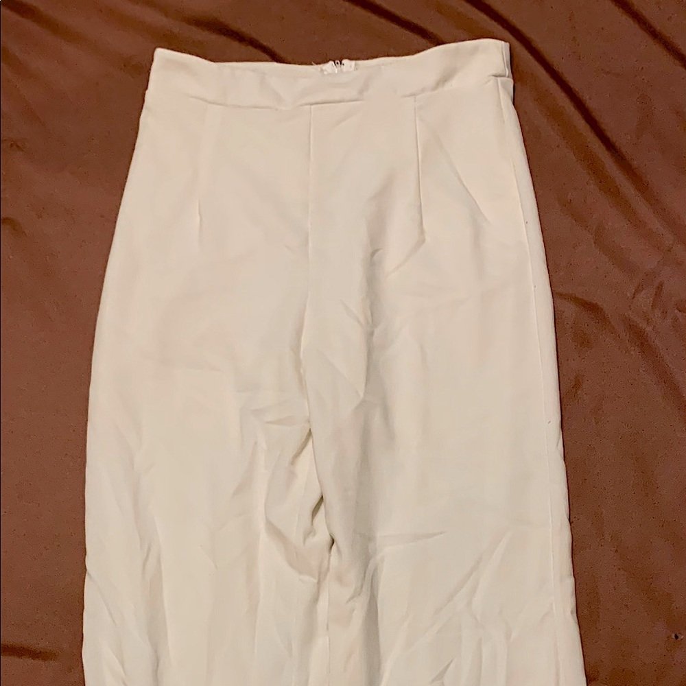 Bright White Long Flowy Dress Pants